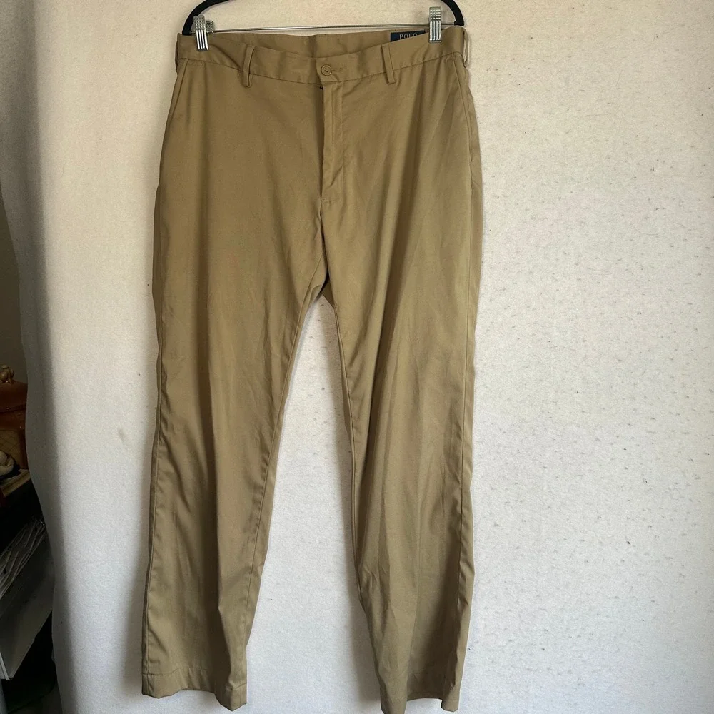 Polo Ralph Lauren Performance Khaki Chinos Stretch Classic Fit Mens 35x32 Tan